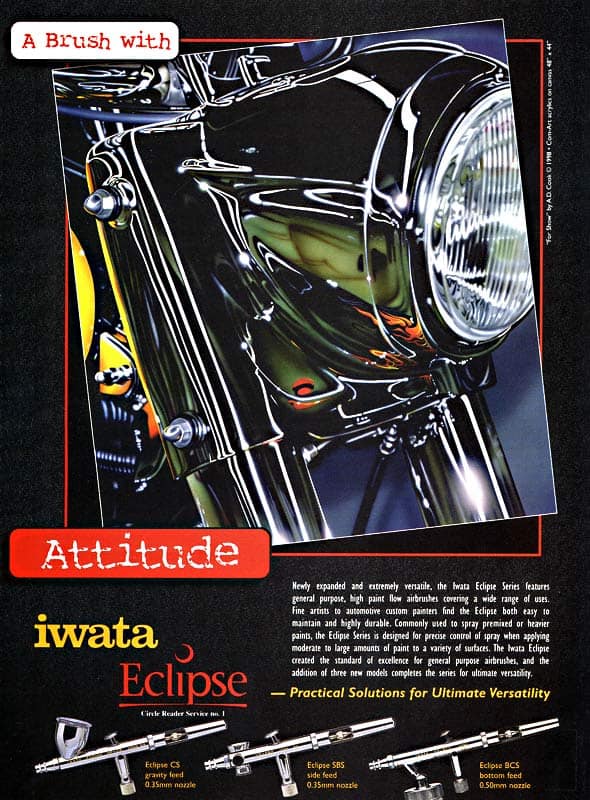 A Brush With Attitude Iwata Eclipse Ad featuring AA.D.Cook motorcycle art