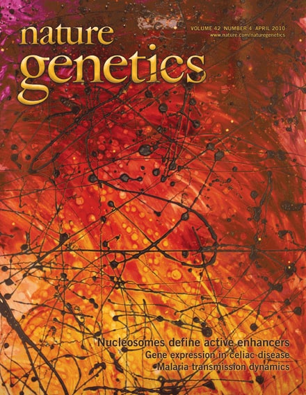 Nature Genetics Magazine Cover featuring A.D. Cook abstract art, 2010
