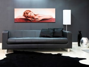 SOLSTICE painting by A.D. Cook over black couch