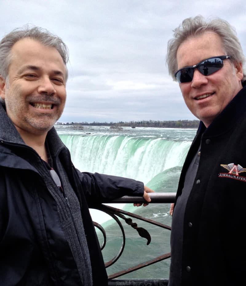 Photographer and writer Dwayne Bell and artist A.D. Cook, Niagara Falls, Canada. Photo by Leanne Bell.