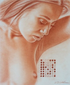 Gabriela art nude conté pencil drawing by A.D. Cook, 2013