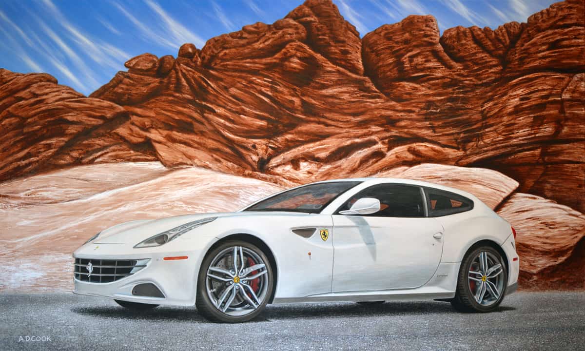 Fast Forward Ferrari FF painting by A.D. Cook