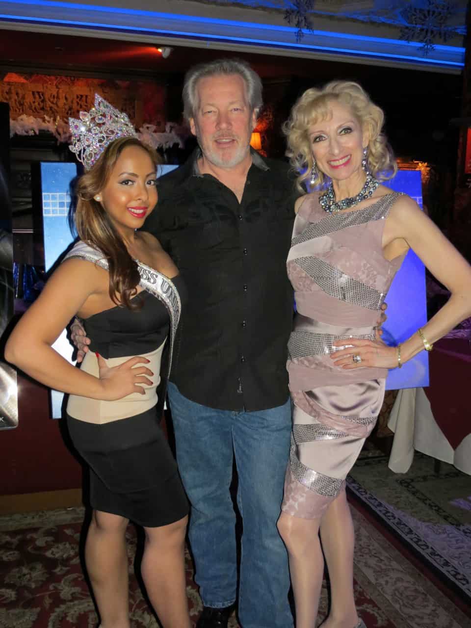 A.D. Cook with beauty queens Tara and Nicole