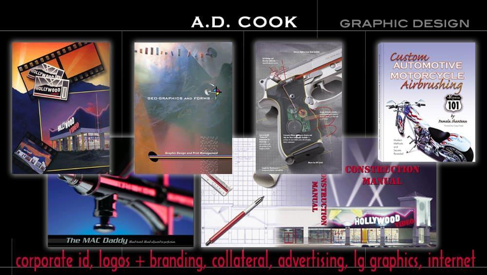 A.D. Cook graphic design, corporate Id, Logos, branding, collateral, internet