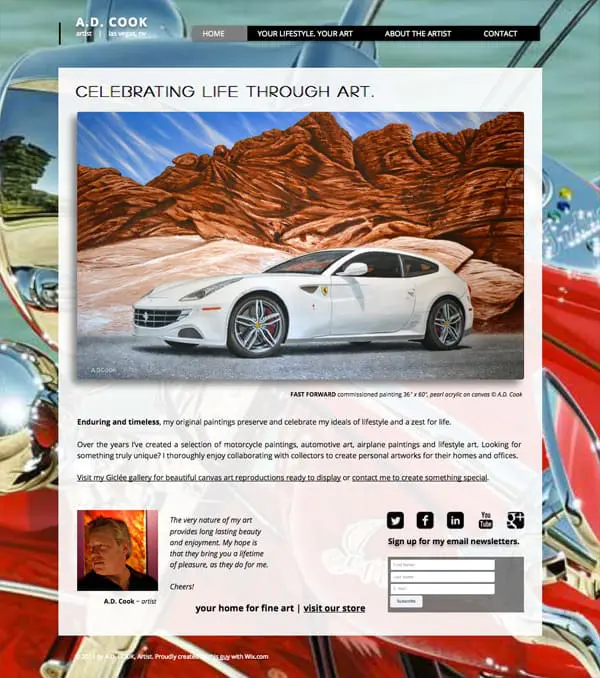 Celebrating life through art. A.D. Cook Lifestyle Art - motorcycle paintings, automotive art, airplane paintings