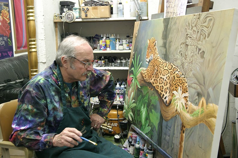 Artist Raphael Schnepf at the easel.