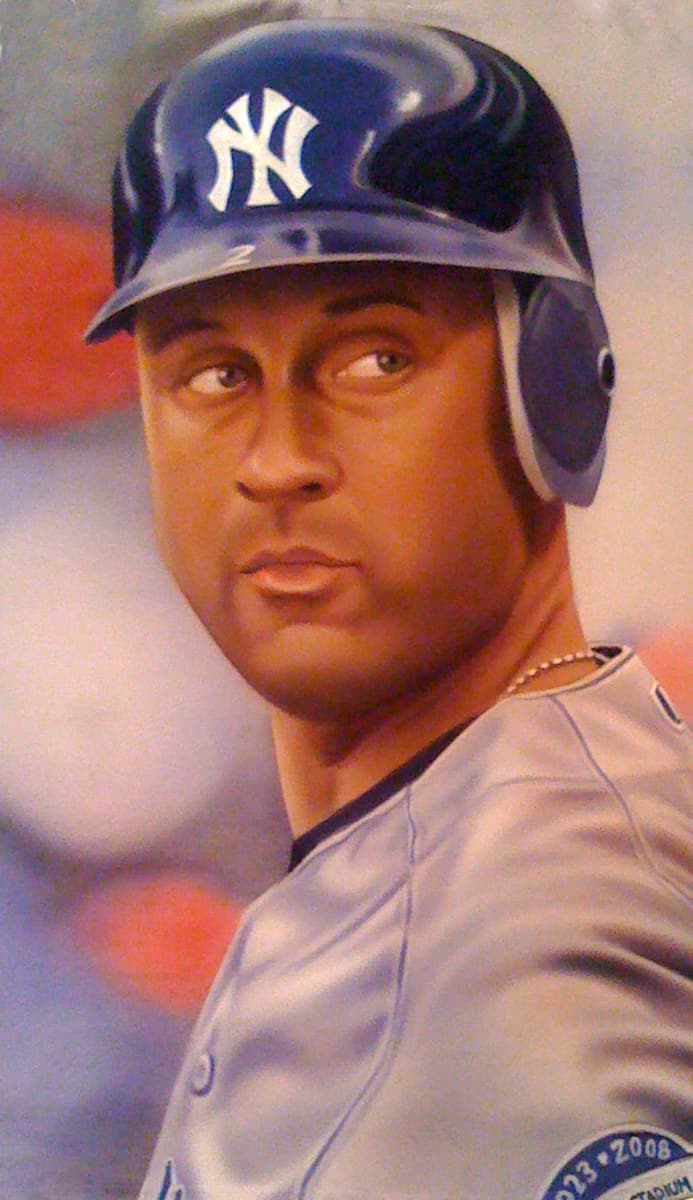 Derek Jeter portrait art by A.D. Cook