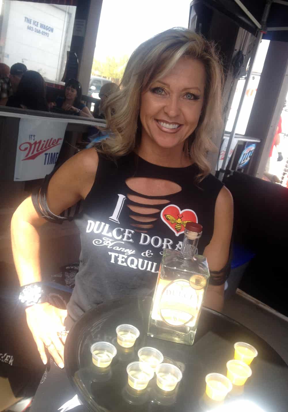 Dulce Dorado Tquila babe at AZ Bike Week 2014, Tap Haus, Cave Creek, AZ