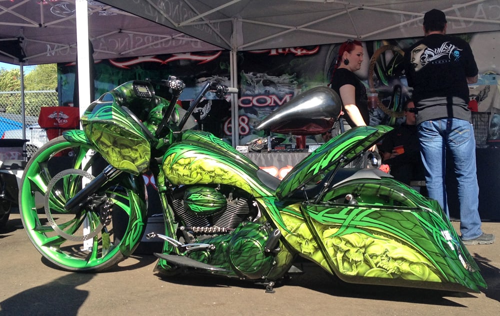 Green Skulls Bagger, AZ Bike Week, Cave Creek, AZ