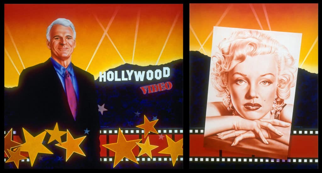 Hollywood Video mural with Steve Martin and Marilyn Monroe, by A.D. Cook