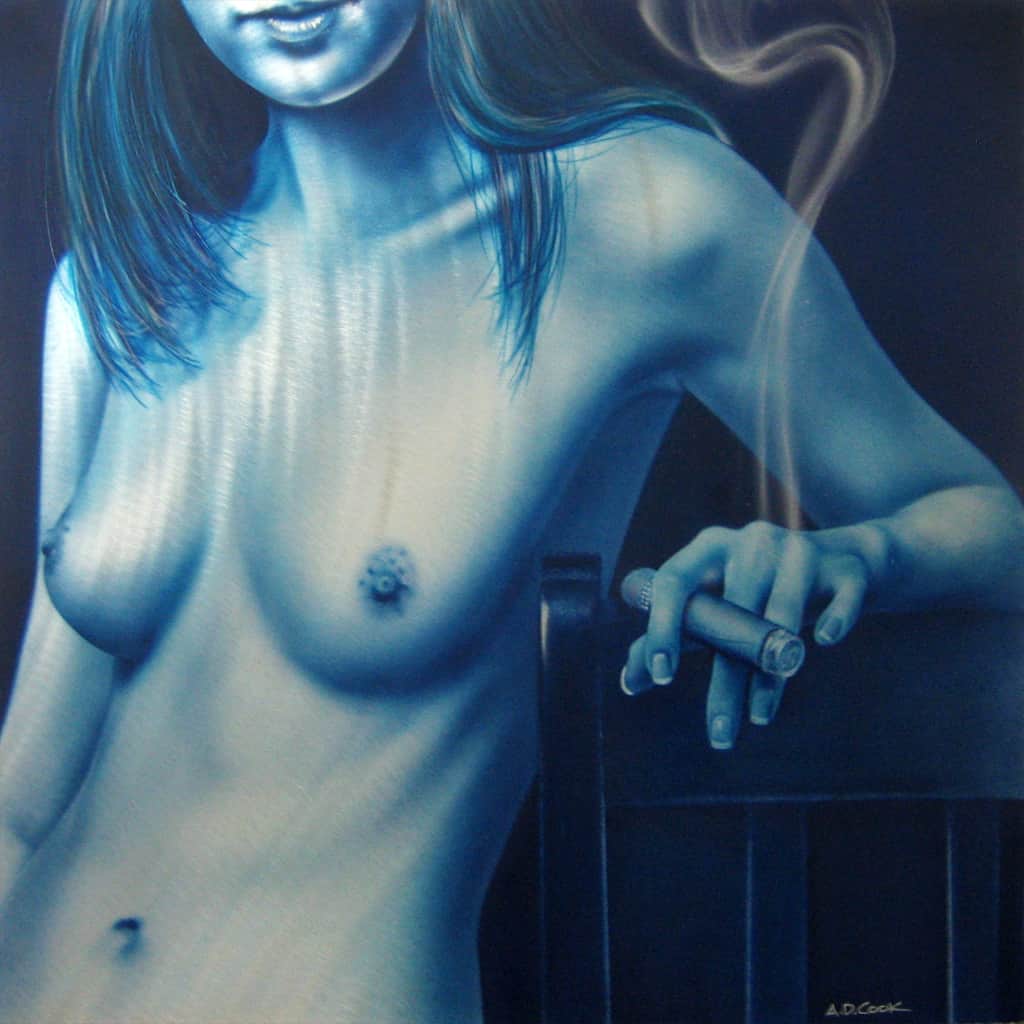 SOMETIMES A CIGAR 2 metal art nude by A.D. Cook