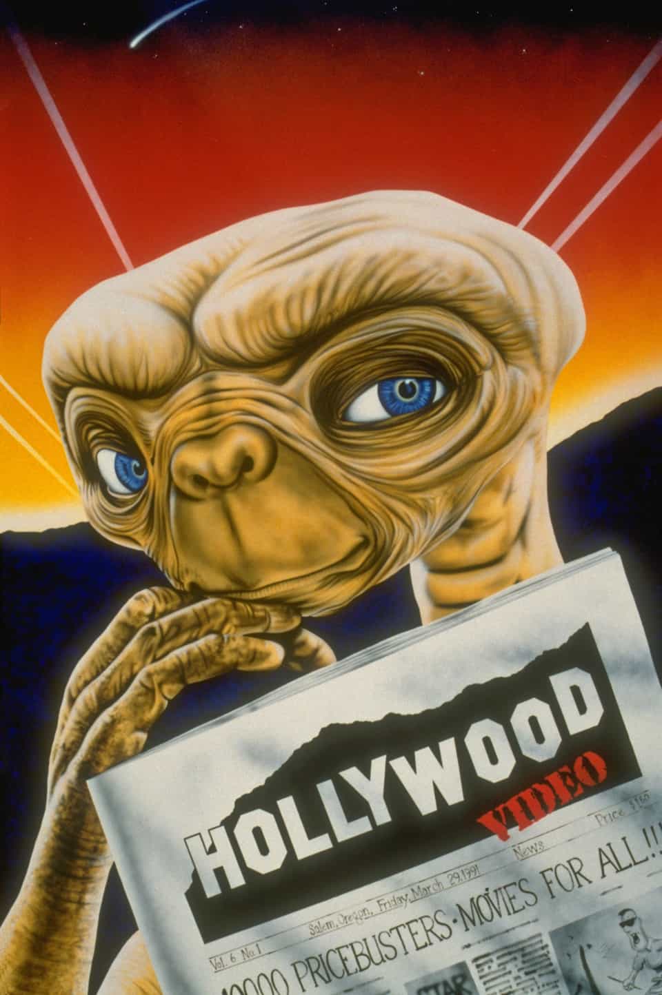 ET wall mural by A.D. Cook for Hollywood Video