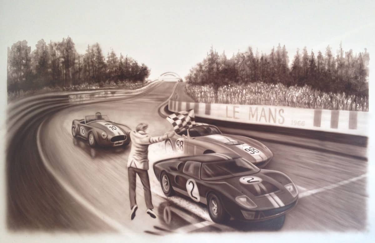 Le Mans '66 wall mural A.D. Cook and Beti Kristof, Las Vegas, NV