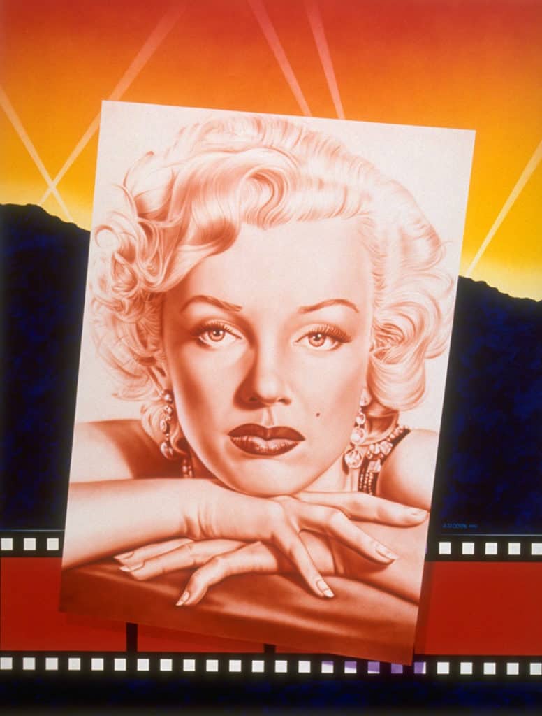 MARILYN MONROE postcards from the past wall mural by A.D. Cook for Hollywood Video