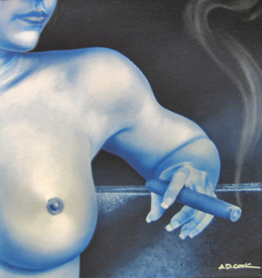 SOMETIMES A CIGAR metal art nude by A.D. Cook
