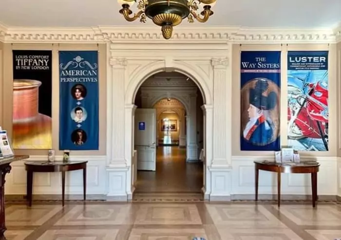 Luster Banner Featuring A.D. Cook Artwork at Lyman Allyn Museum, 2021