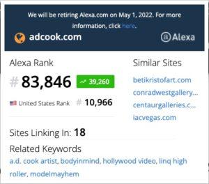 ADCook.com website Alexa Ranking 01/16/22 - 83,846 Global