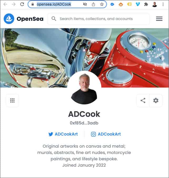 A.D. Cook Art NFTs on OpenSea