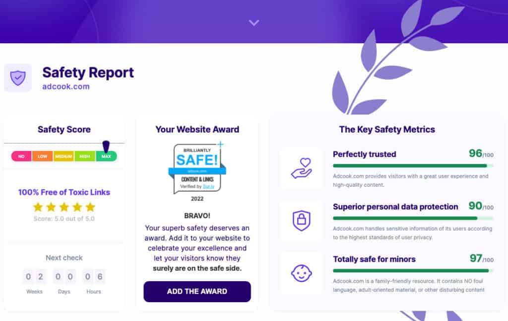 ADCook.com Safety Report from Sur.ly - 2022