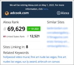 ADCook.com website Alexa Ranking 02/17/22 - 69,629 Global