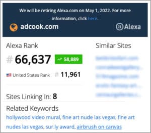 ADCook.com website Alexa Ranking 02/21/22 - 66,637 Global