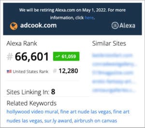 ADCook.com website Alexa Ranking 02/22/22 - 66,601 Global