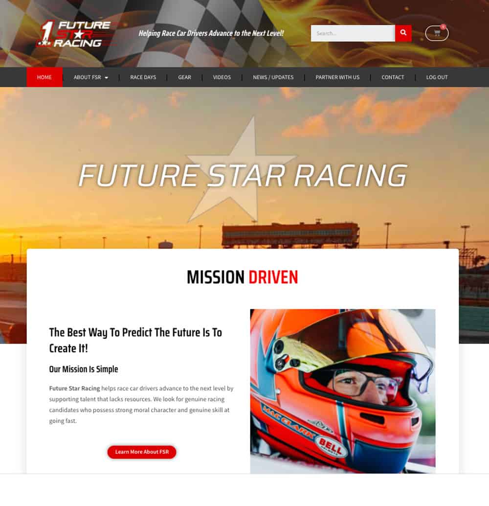 FutureStarRacing.com Home page screenshot 021822