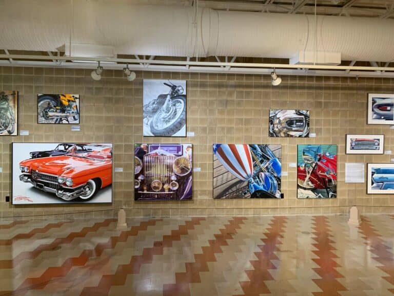 Luster Exhibit with A.D. Cook artworks at Auburn Cord Duesenberg Automobile Museum