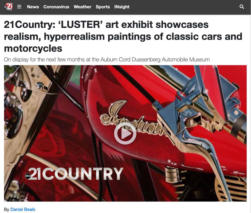 21Country: 'LUSTER" art exhibit showcases realism, hyperealism paintings of classic cars and motorcycles