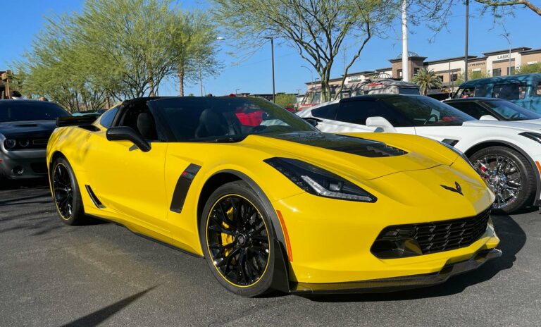 Yellow Corvette C7 at Cars & Coffee Las Vegas