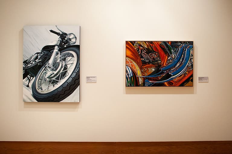 Luster motorcycle paintings at the Dennos Museum Center