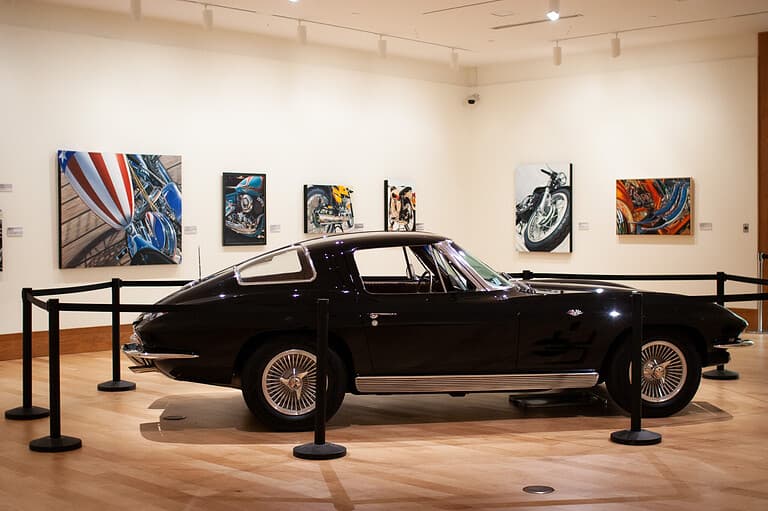 1963 Corvette with AMERICA painting by A.D. Cook at Dennos Museum