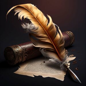 Writing Feather & Parchment Script - AI generated image