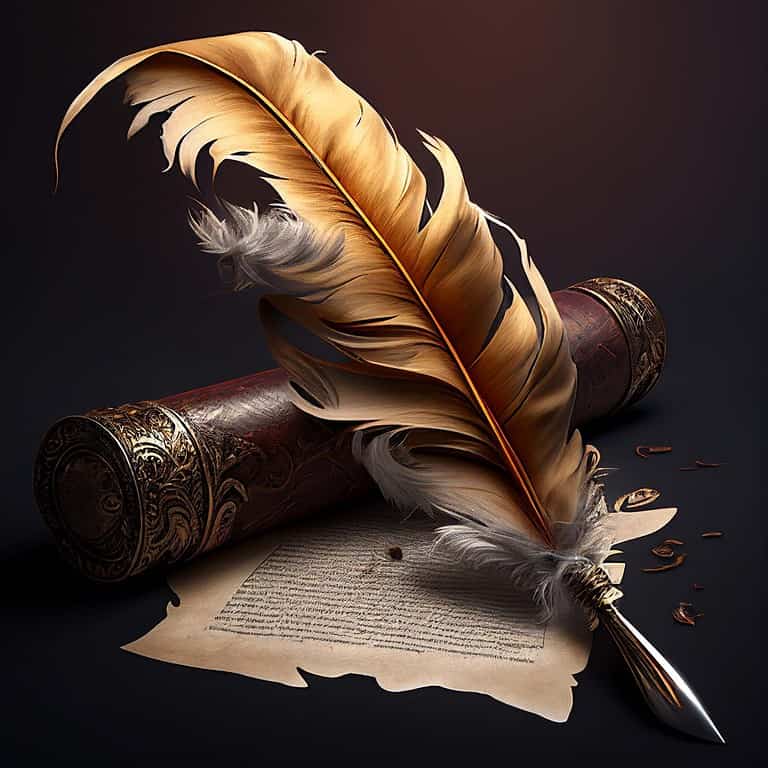 Writing Feather & Parchment Script - AI generated image