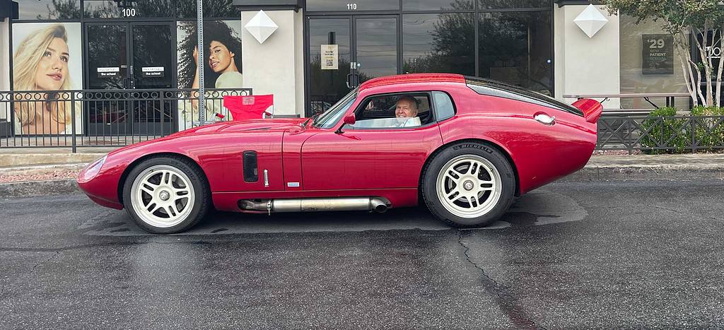 Peter Brock with his Shelby Cobra Daytona at Celebrity Cars & Coffee