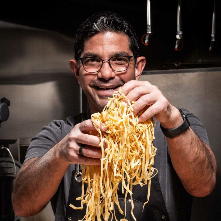 Chef Luke Palladino with noodles