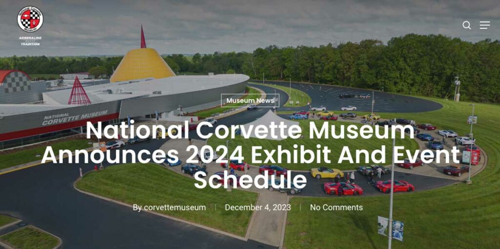 National Corvette Museum 2024 Exhibit and Event Schedule