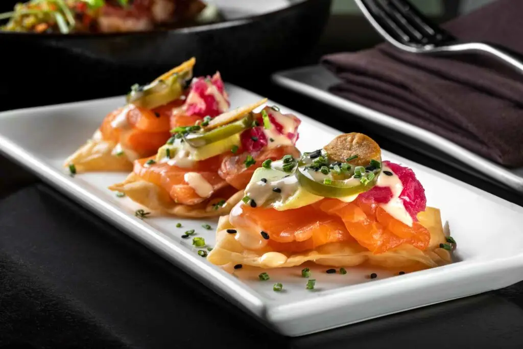 La Cave Las Vegas Salmon Sashimi Tostada