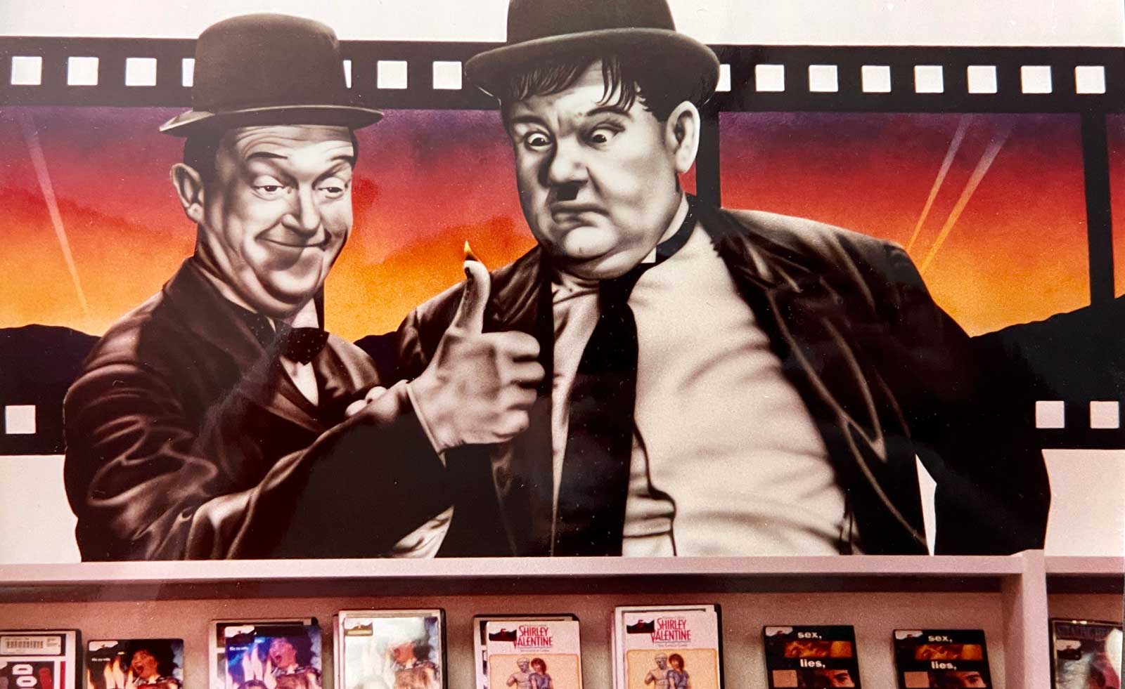 Laurel and Hardy airbrushed mural by A.D. Cook