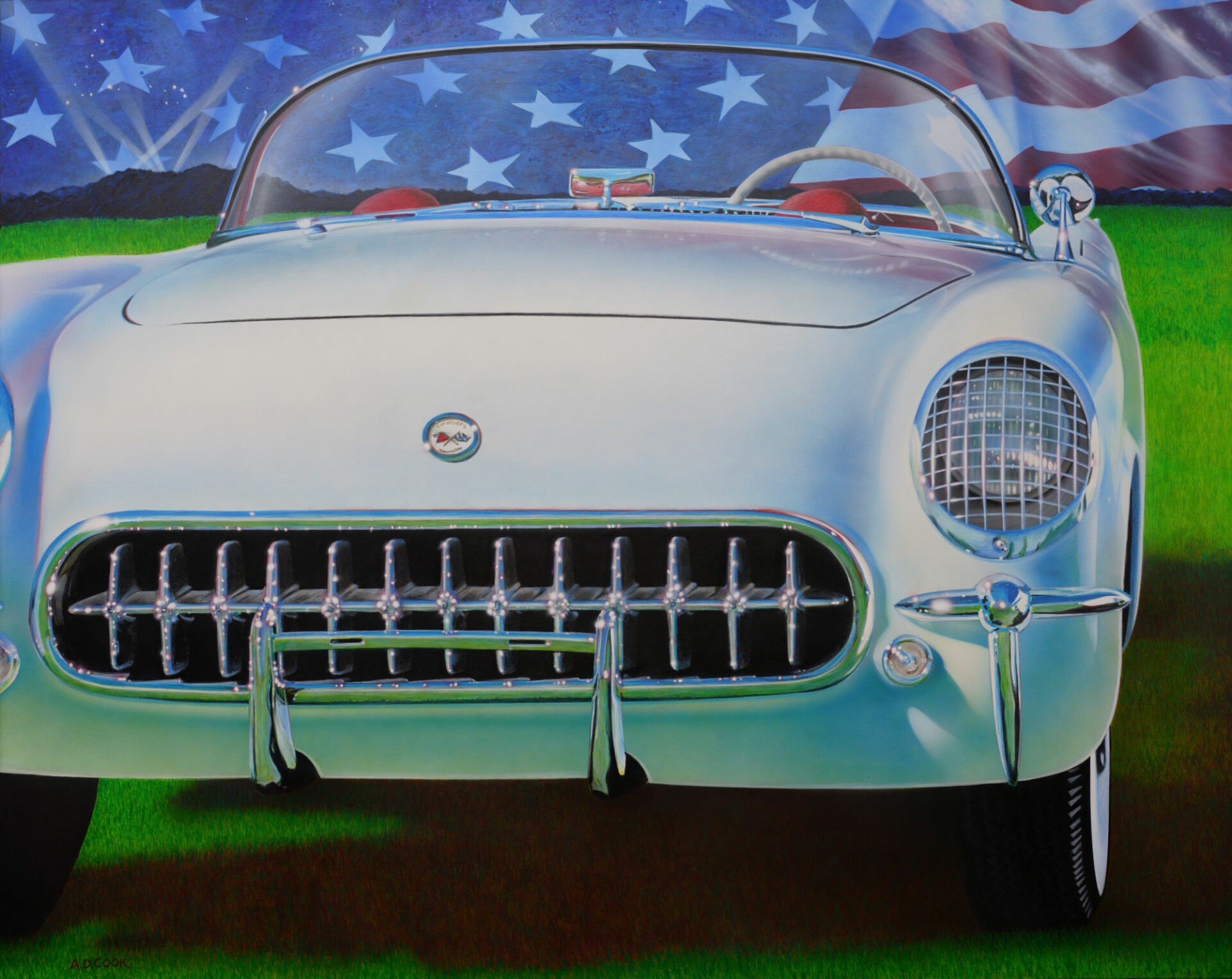 CREATION Corvette painting by A.D. Cook, 2024