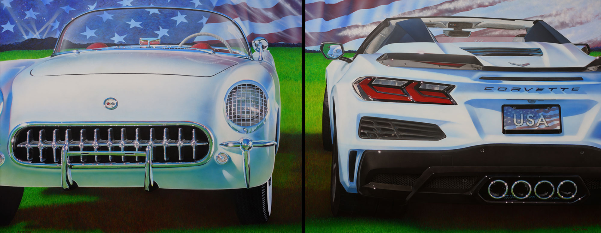 MOMENTUM Corvette paintings by A.D. Cook, 2024