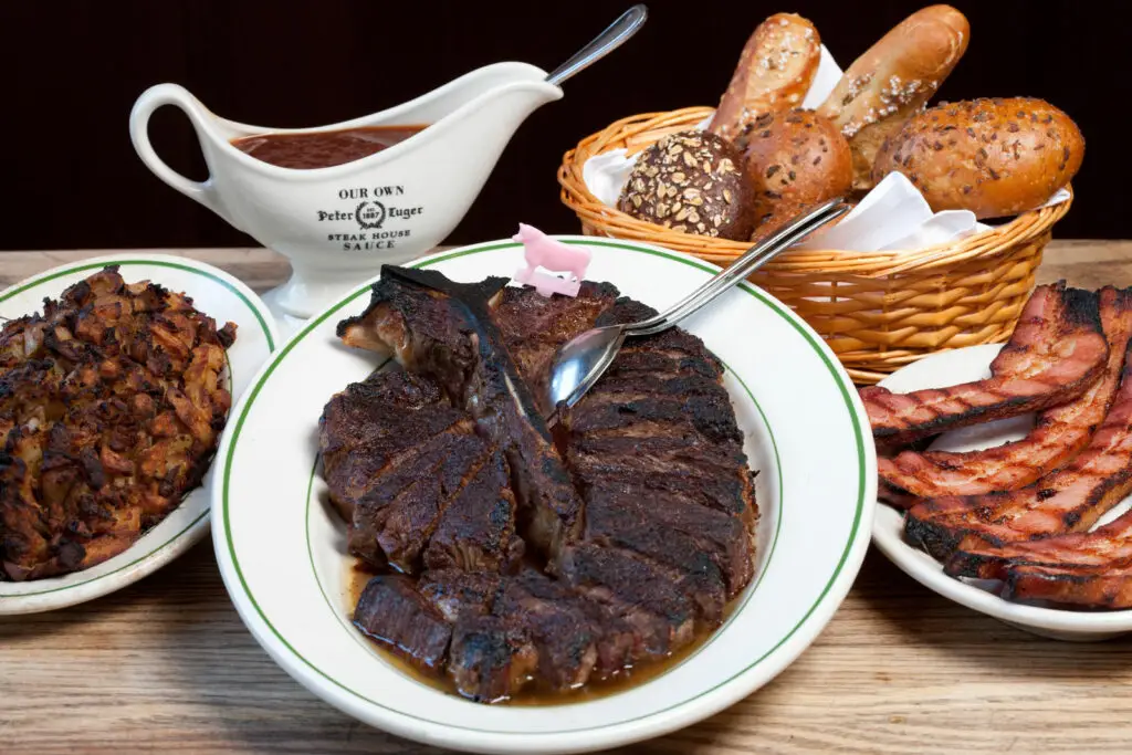 Steak and sides at Peter Luger at Caesars Palace Las Vegas