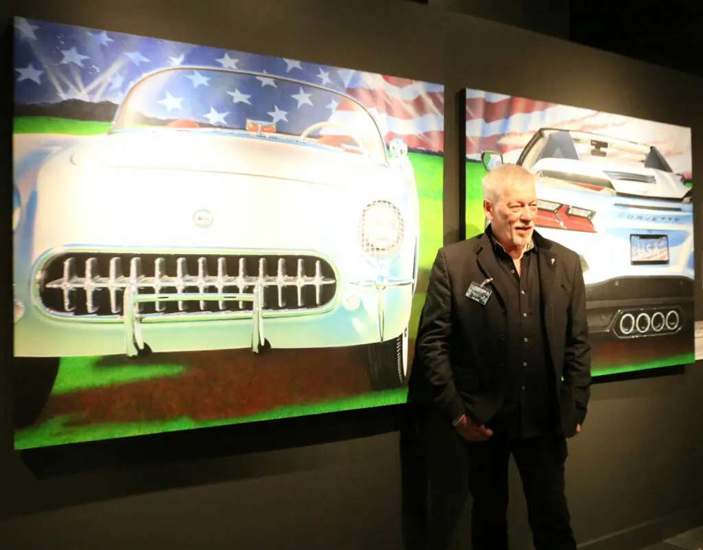 A.D. Cook unveiling MOMENTUM painting at National Corvette Museum 2024