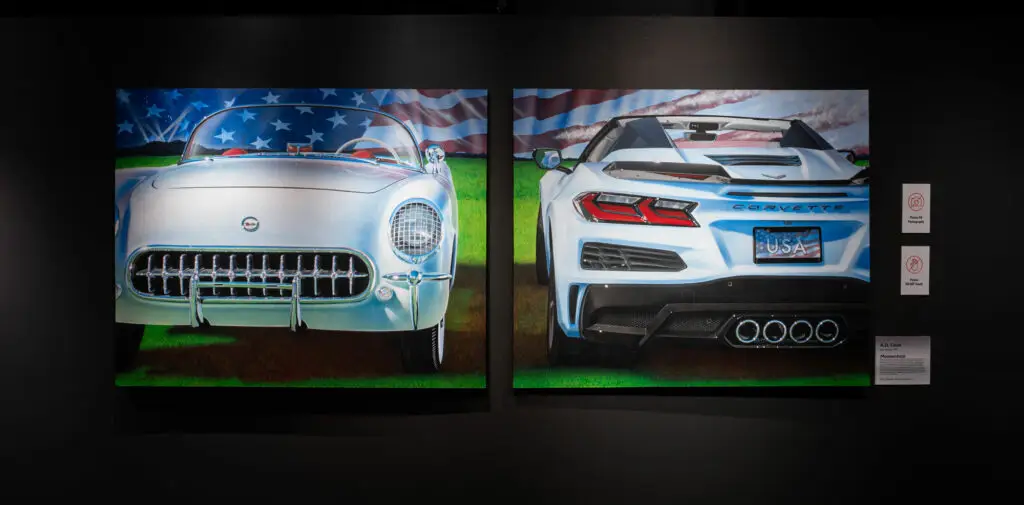 Momentum paintings by A.D. Cook on display at National Corvette Museum 2024