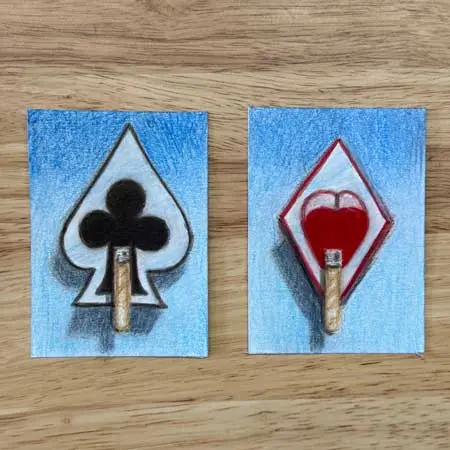 Spade Club and Diamond Heart ACEO Art Cards
